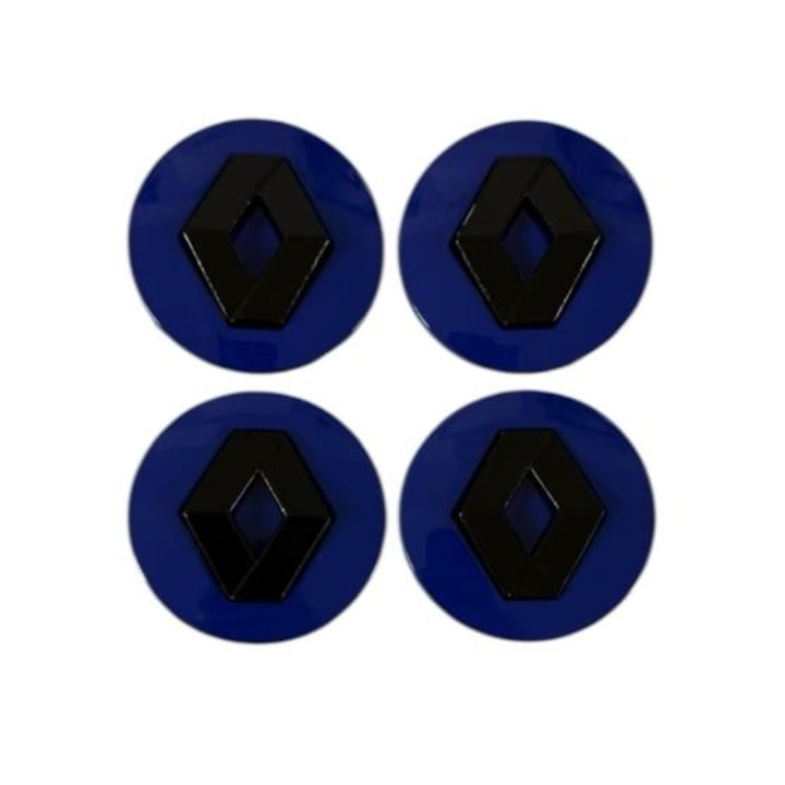 Set 4 capacele roti 57 mm Renault, pentru jante aliaj, Negru Albastru