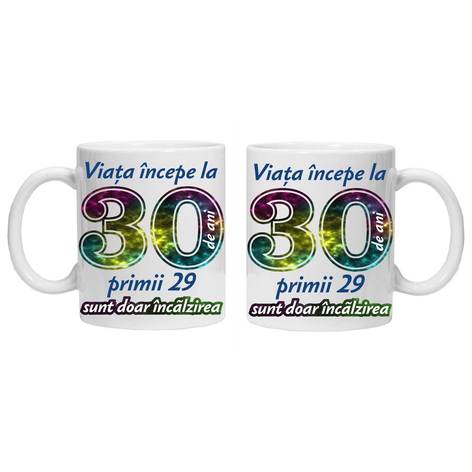 Personalized Mug "Life begins at", 30 years, CRD PRINT, 330ml, white
