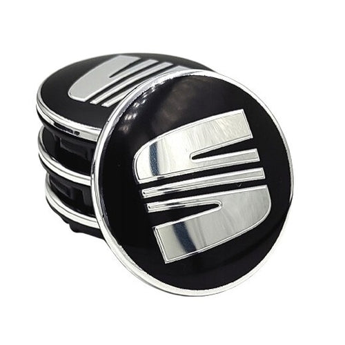 Set 4 capace centrale pentru jante, SEAT 55 mm, negru argintiu
