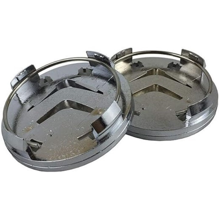 Set 4 capace Citroen, 60mm, ARGINTIU, pentru jante aliaj, cu inel