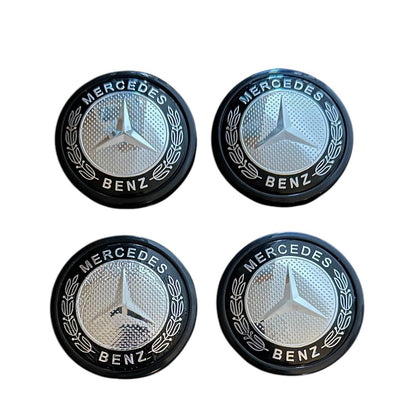 Set 4 capace roti 61mm exterior, 56mm interior Mercedes negru argintiu compatibil/inlocuitor janta aliaj