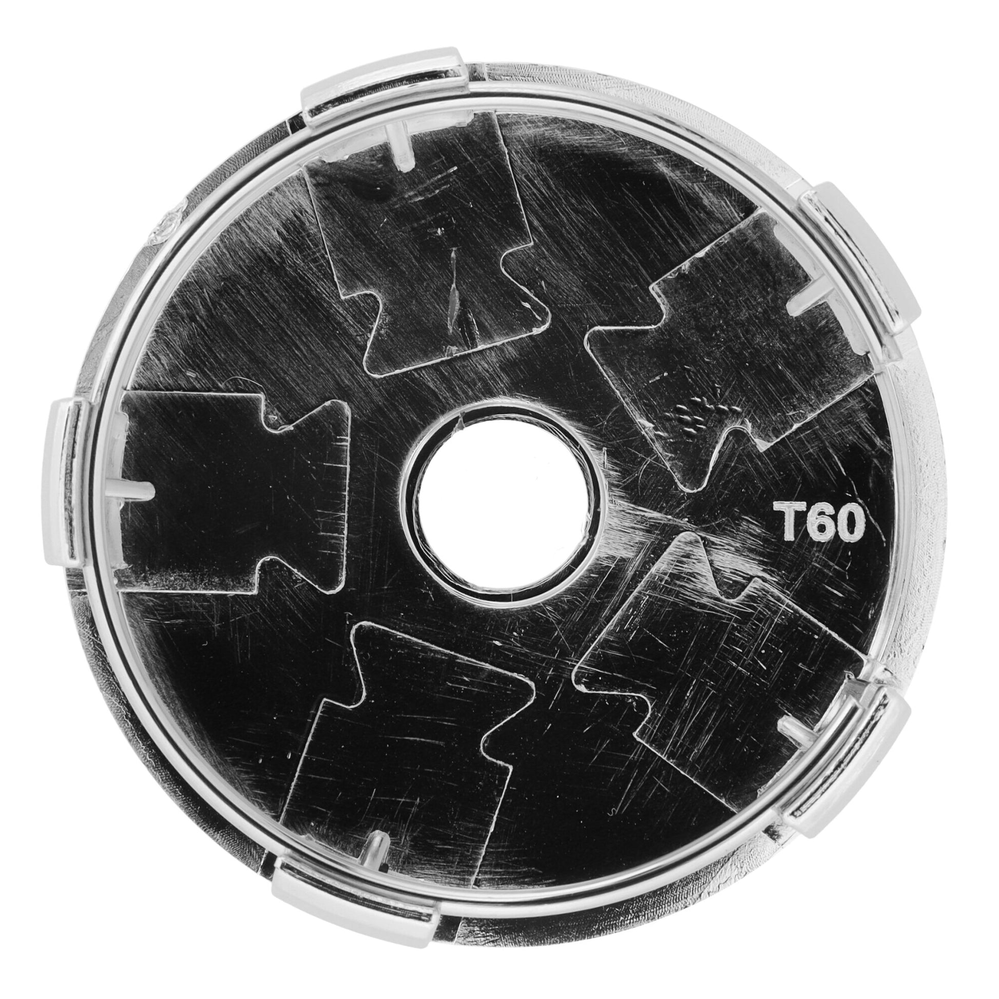 Set 4 capace roti pentru FORD, 60 mm, argintiu-albastru, plastic si aluminiu
