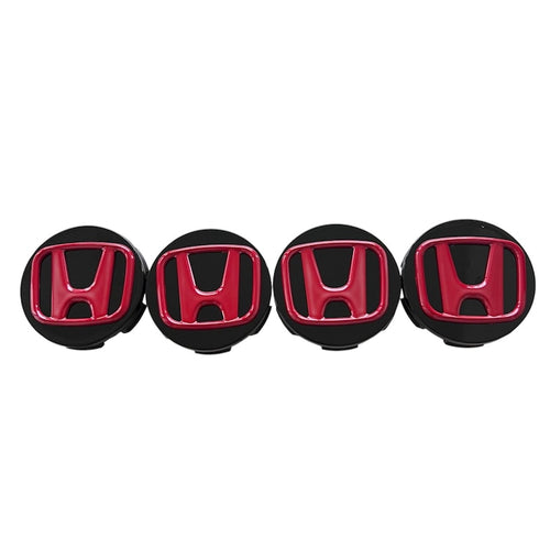 Set 4 capace 57mm, HONDA, Negru-Rosu, pentru jante aliaj