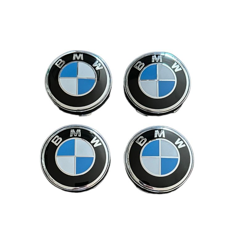 Set 4 capace roti 60mm BMW alb albastru compatibil/inlocuitor janta aliaj