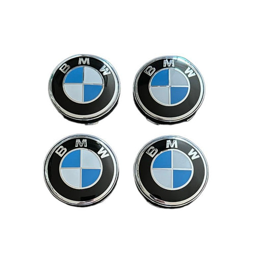 Set 4 capace roti 60mm BMW alb albastru compatibil/inlocuitor janta aliaj
