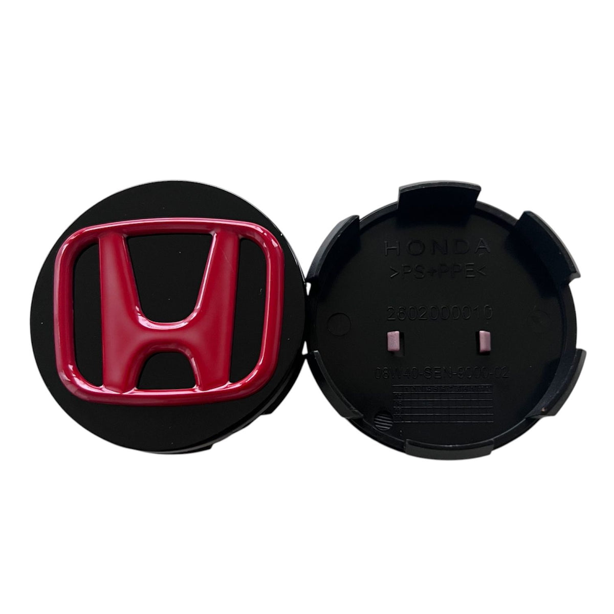 Set 4 capace 57mm, HONDA, Negru-Rosu, pentru jante aliaj