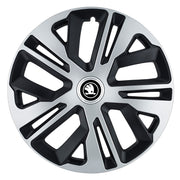 Set 4 Capace Roti Creative Rey® potrivite jantelor de 16 inch, pentru Skoda Alb Negru, model Raven Mix