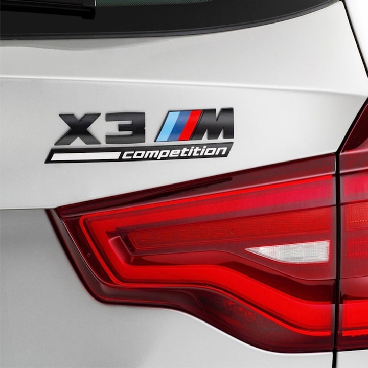 Emblema X3M Competition spate portbagaj BMW, Negru