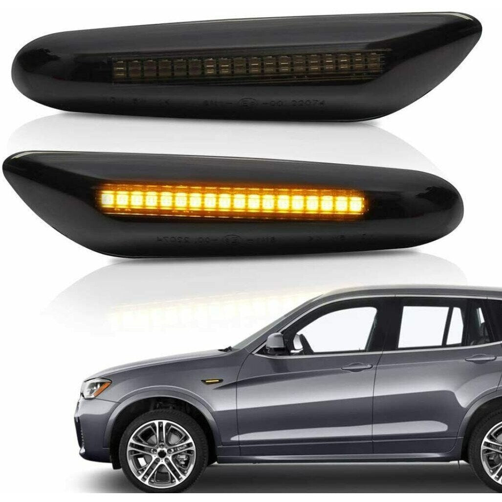 Semnalizari LED Dinamice pentru BMW E90 E92 E60 E87 E82, set 2 bucati, Negru fumuriu