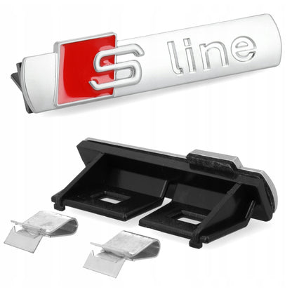 Emblema auto Audi S-LINE, 7x1,7x3 cm, argintie, montaj simplu