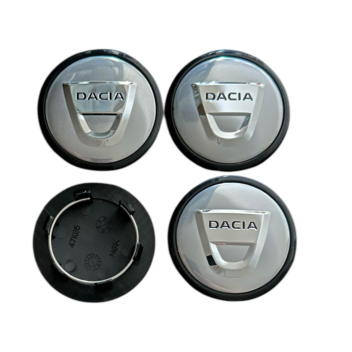 Set 4 capace roti 65mm exterior, 58mm interior Dacia argintii compatibil/inlocuitor janta aliaj