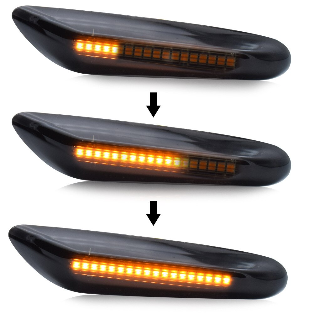 Semnalizari LED Dinamice pentru BMW E90 E92 E60 E87 E82, set 2 bucati, Negru fumuriu