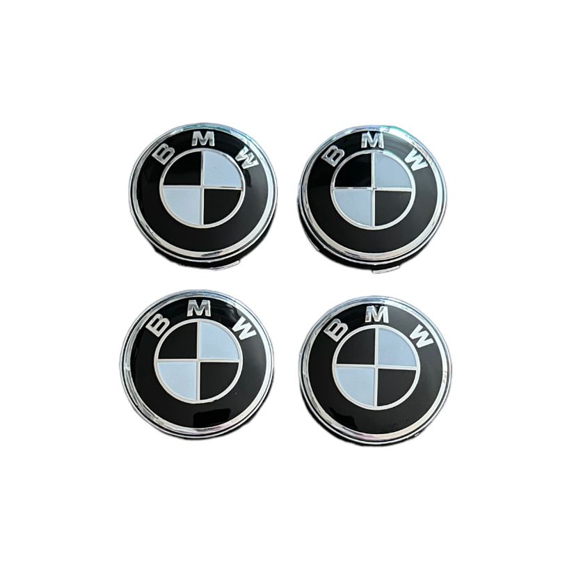 Set 4 capace roti 60mm BMW alb negru compatibil/inlocuitor janta aliaj
