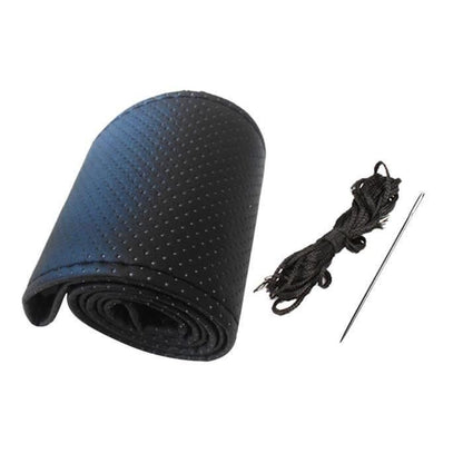 Husa volan, Piele PU, ac si ata, Negru