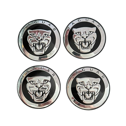 Set 4 capace jante Jaguar negre exterior: 58mm, interior: 50mm