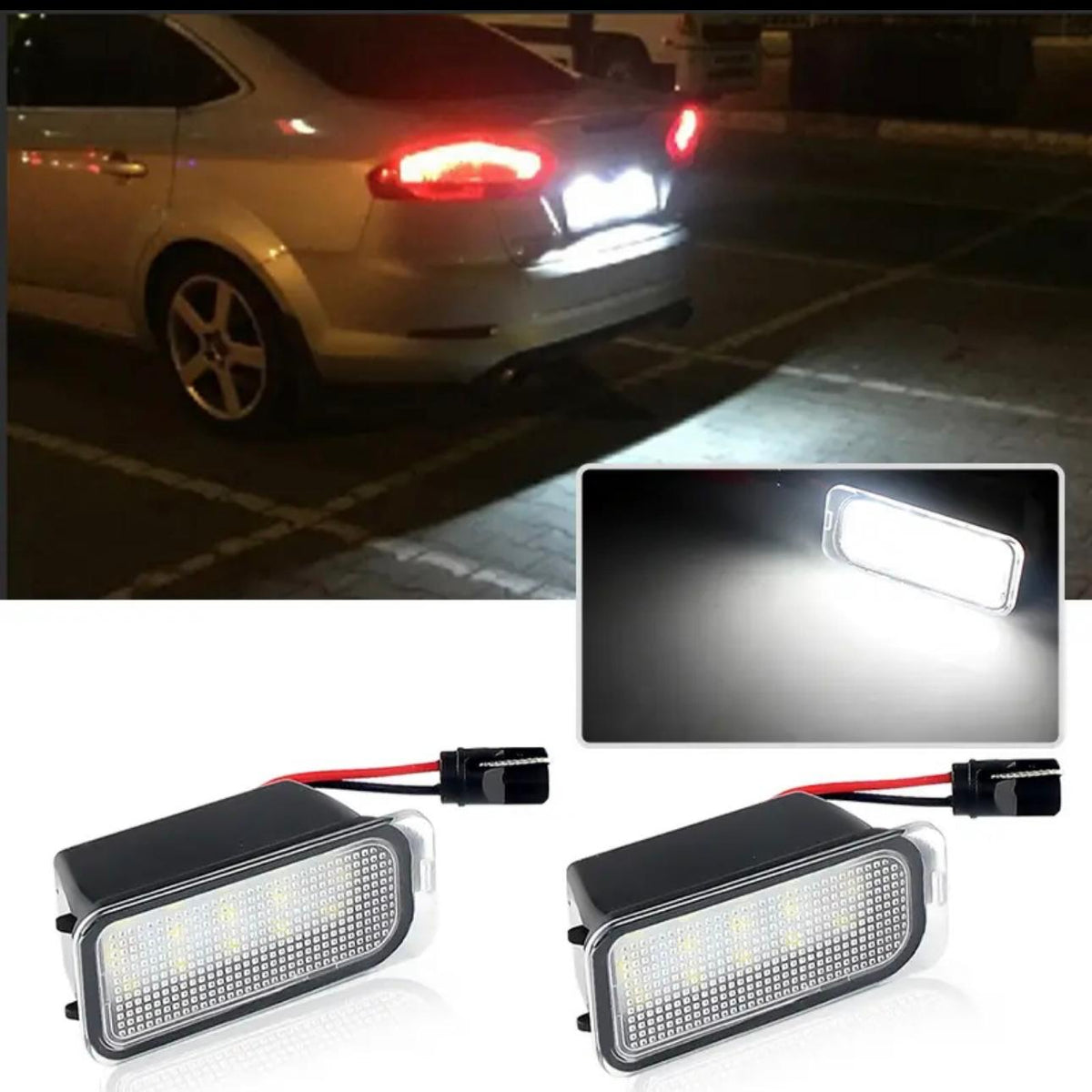 Lampi numar LED Premium pentru Ford Fiesta, Focus, Mondeo, Kuga, C-Max, S-Max, Jaguar XF XJ, set 2 bucati Canbus, fara eroare