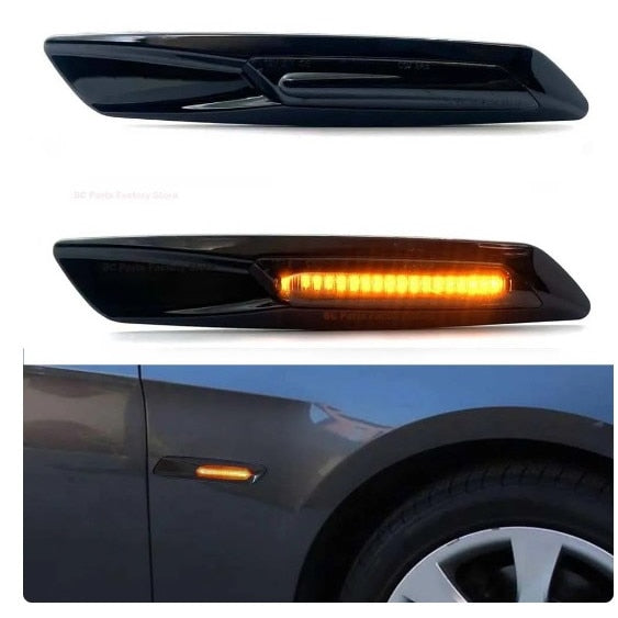 Set 2 lampi semnalizare led dinamica pe aripa, compatibile BMW 1 3 5 Series F30 E90 E91 E92 E93 E46 E60 E61 BMW F10 Style