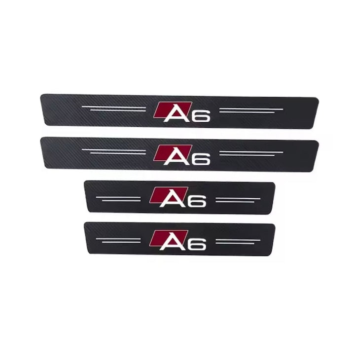 Set 4 bucati autocolante din fibra de carbon anti-zgarieturi pentru pragurile usilor Audi A6