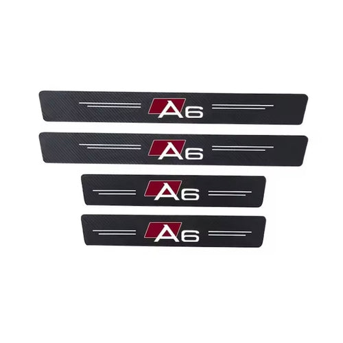 Set 4 bucati autocolante din fibra de carbon anti-zgarieturi pentru pragurile usilor Audi A6