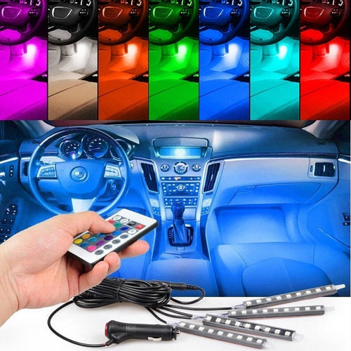 Kit Iluminare Ambientala LED Interior Masina, Multicolor RGB cu Telecomanda