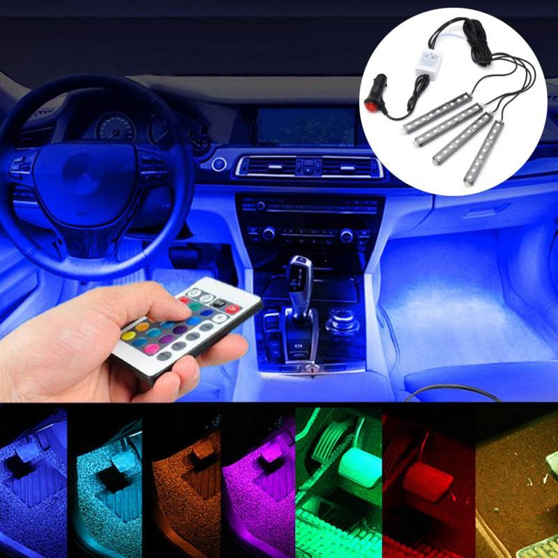 Kit Iluminare Ambientala LED Interior Masina, Multicolor RGB cu Telecomanda
