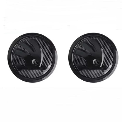 Set doua embleme capota 90mm si portbagaj 80 mm pentru Skoda, Carbon