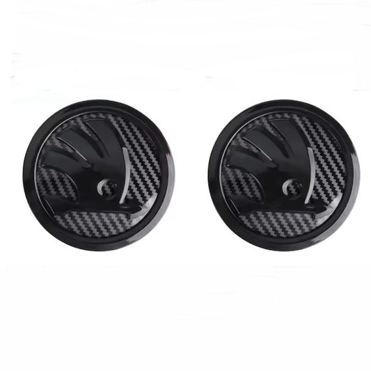Set doua embleme capota 90mm si portbagaj 80 mm pentru Skoda, Carbon