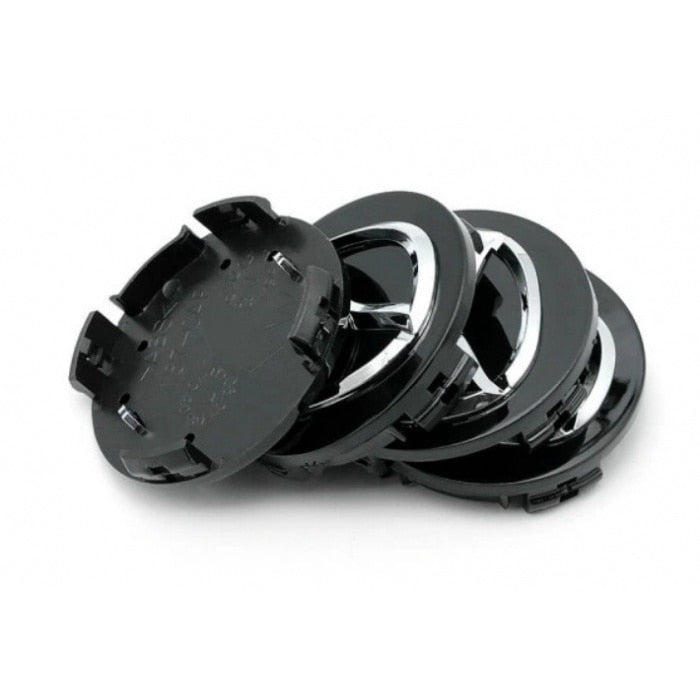 Set 4 capace 55mm Mazda, NEGRU+ARGINTIU, pentru jante aliaj cu inel de fixare