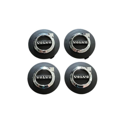 Set 4 capacele roti 64mm argintiu+negru, pentru jante aliaj Volvo Model Nou 3D