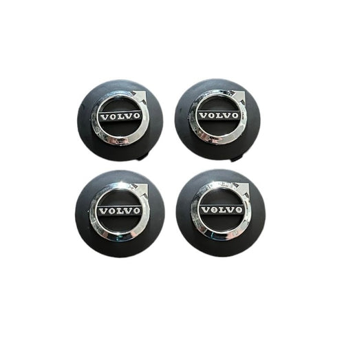 Set 4 capacele roti 64mm argintiu+negru, pentru jante aliaj Volvo Model Nou 3D