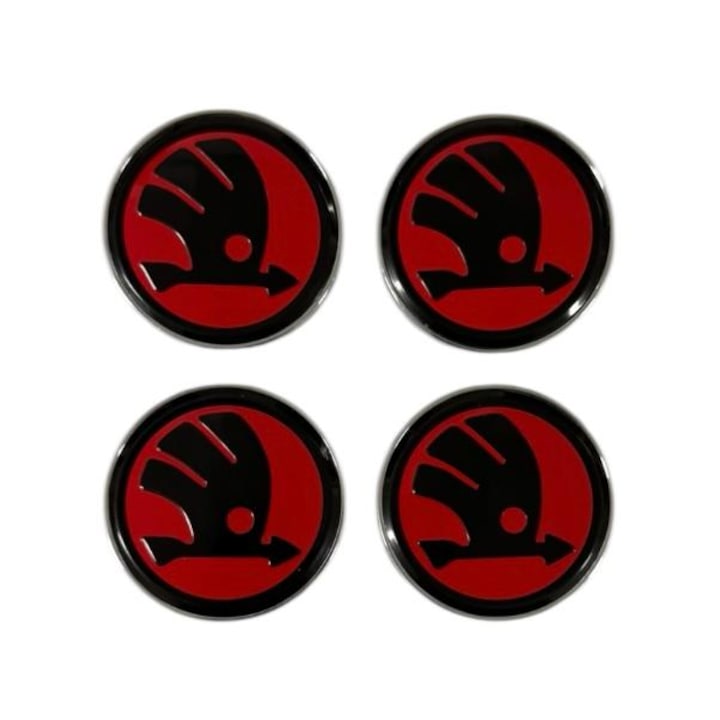 Set 4 capacele roti 60mm, pentru jante aliaj Skoda Rosu