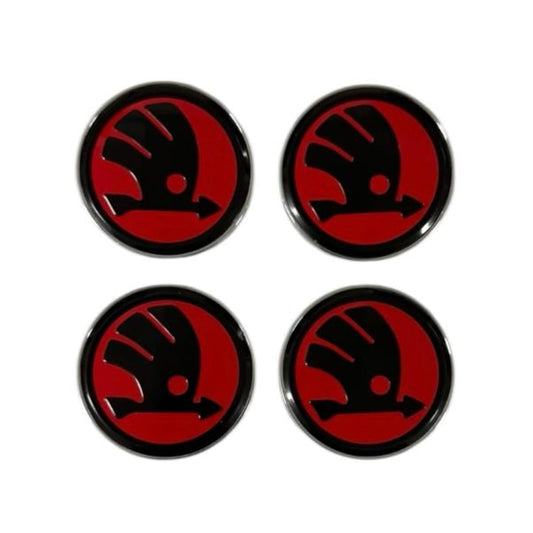 Set 4 capacele roti 60mm, pentru jante aliaj Skoda Rosu