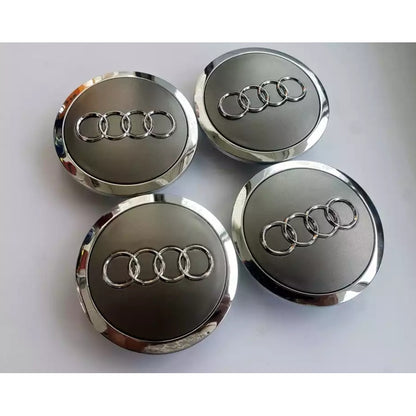 Set 4 capacele roti 69mm gri/argintii, Audi A3, A4, A5, A6, A7, A8, Q3, Q5, Q7 pentru jante aliaj