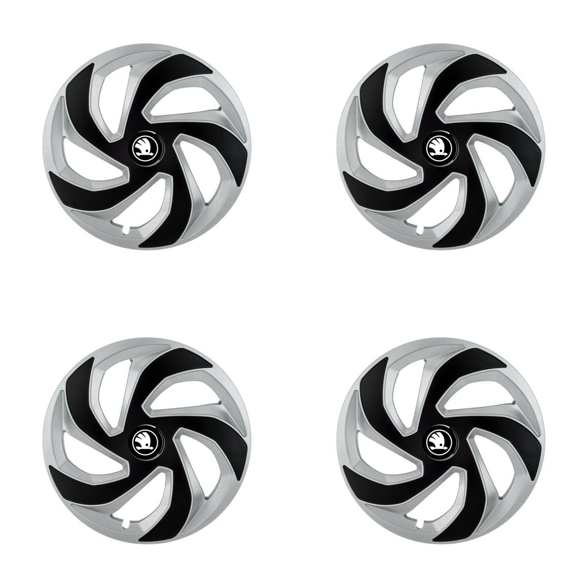 Set 4 capace roti Rex Gri-Negru R15 Compatibil Cu Skoda Nou