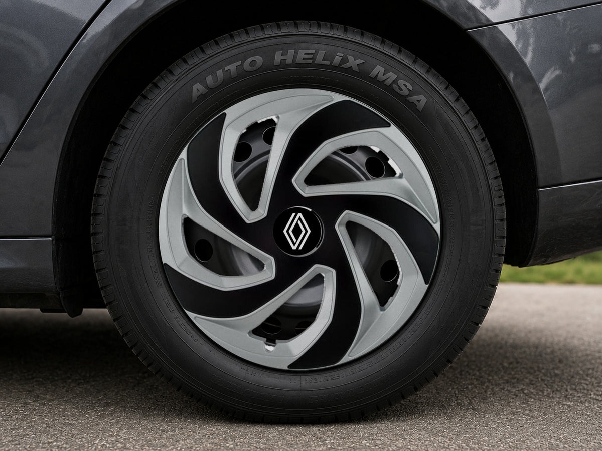 Set 4 capace roti Rex Gri-Negru R15 Compatibil Cu Renault Nou