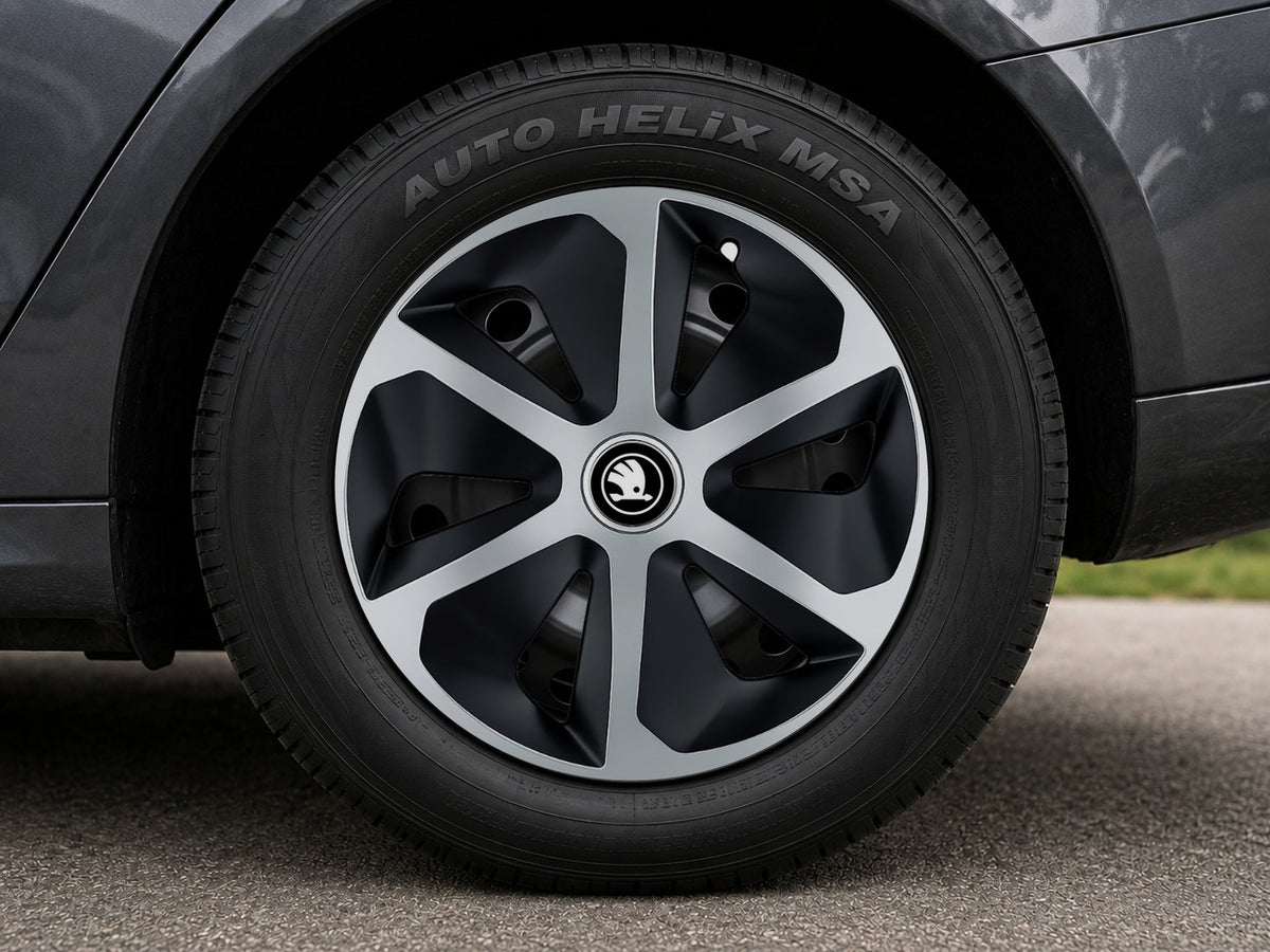 Set 4 capace roti Roco Gri-Negru R17 pentru gama auto Skoda Nou