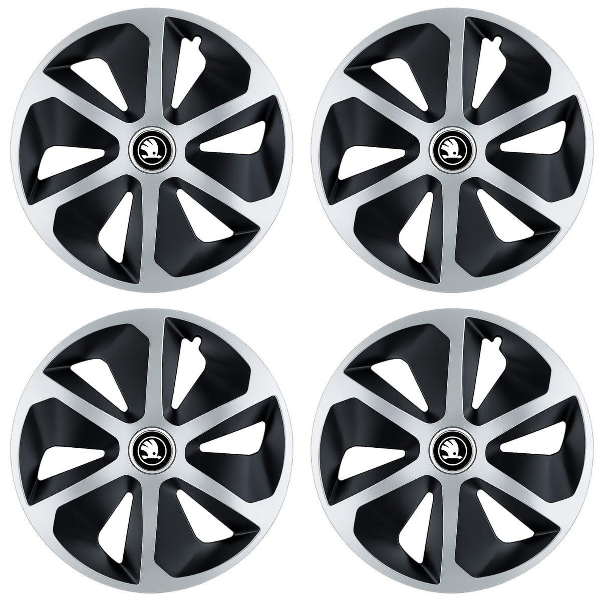 Set 4 capace roti Roco Gri-Negru R15 Compatibil Cu Skoda Nou