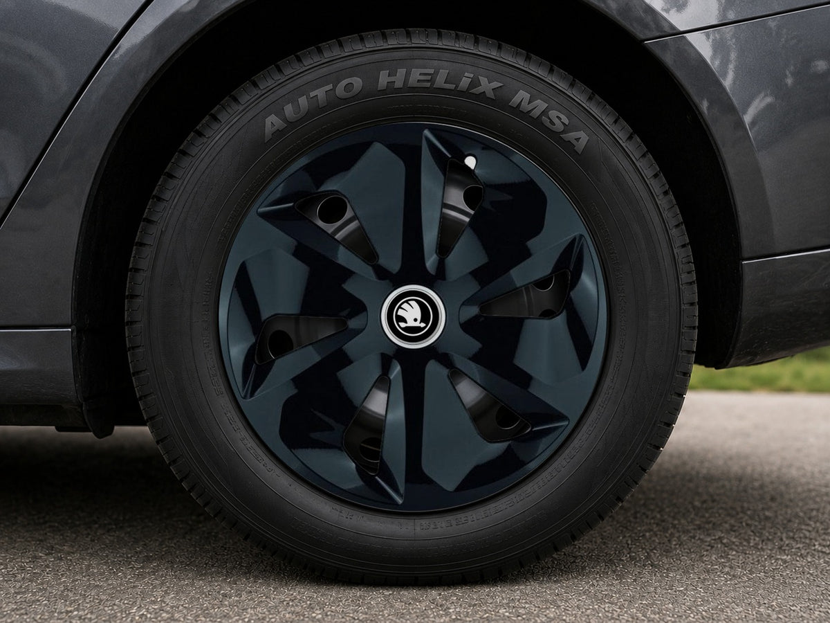 Set 4 Capace Roti Roco Negru R16, pentru Skoda Nou, model roco negru