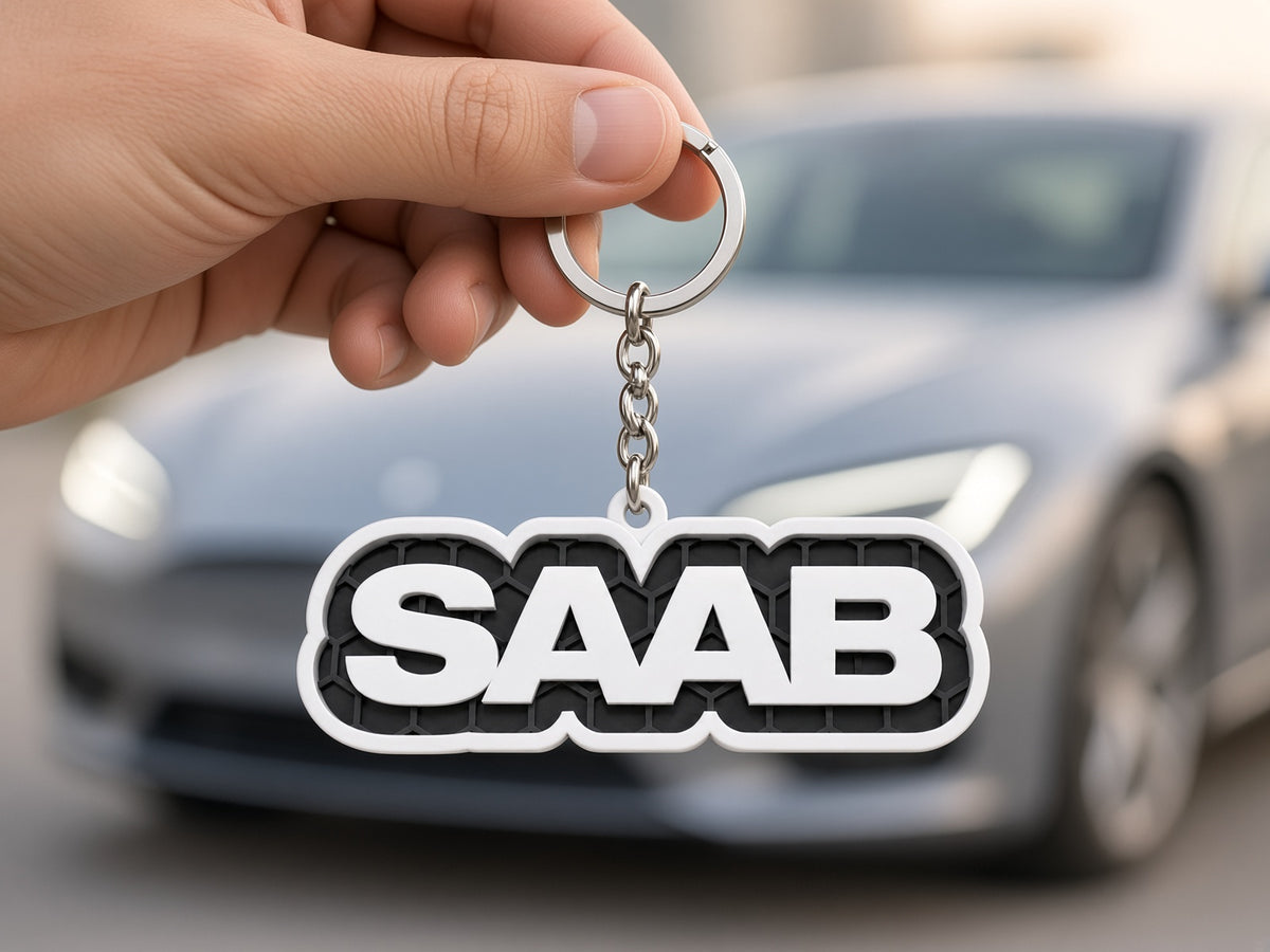 Breloc auto Saab cu lanț și inel