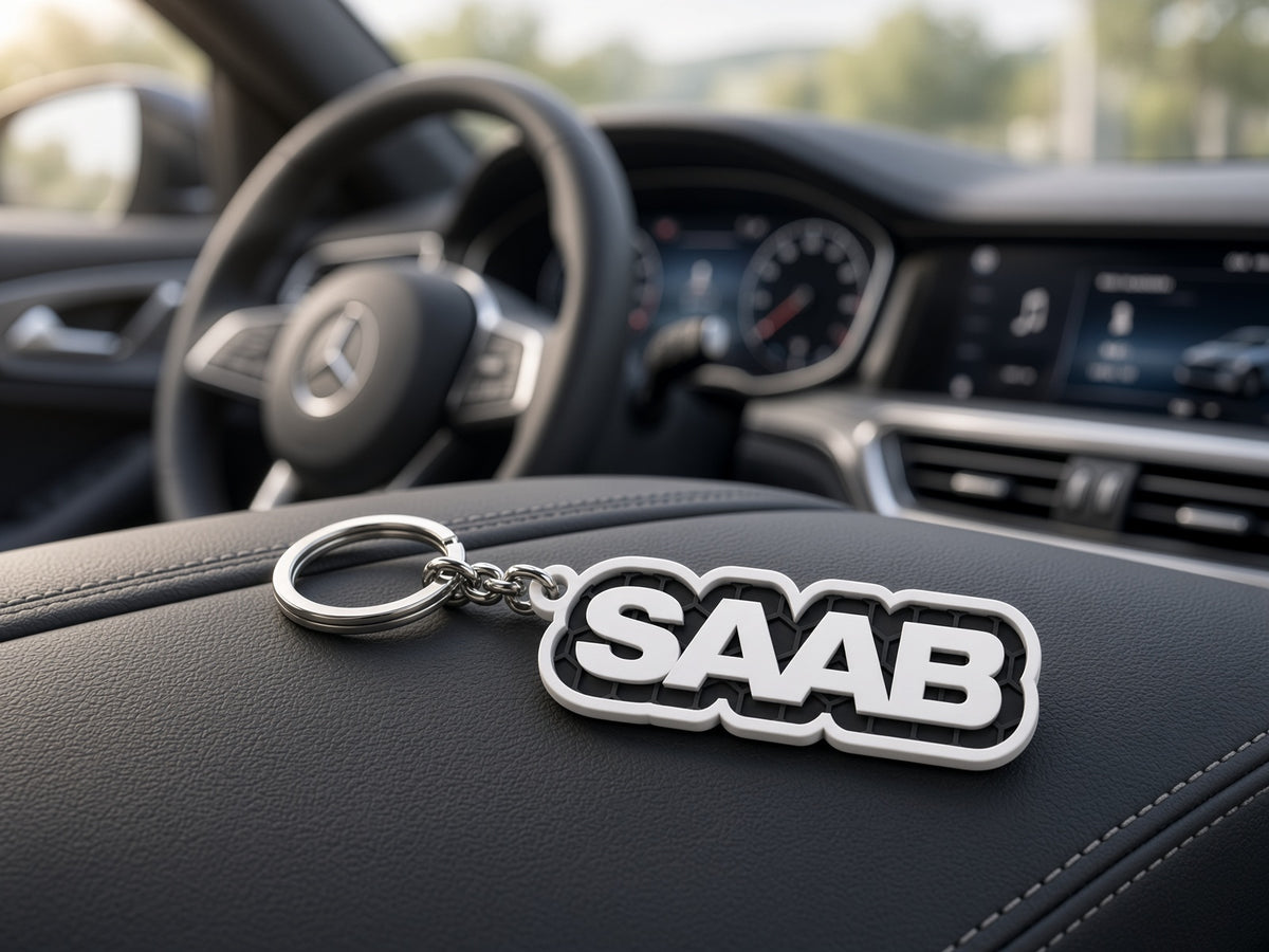 Breloc auto Saab cu lanț și inel
