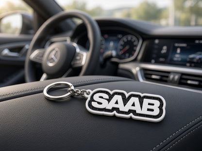 Breloc auto Saab cu lanț și inel
