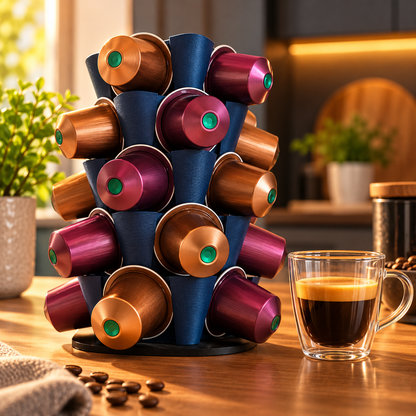 Suport capsule cafea Cactus, turn decorativ albastru