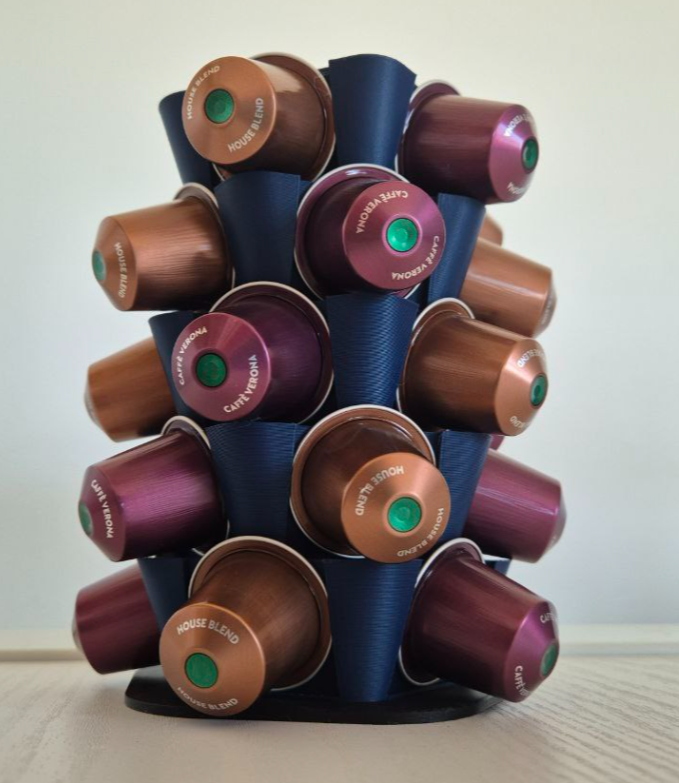 Suport capsule cafea Cactus, turn decorativ albastru