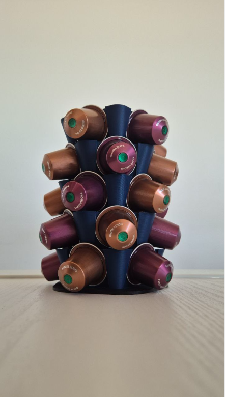 Suport capsule cafea Cactus, turn decorativ albastru
