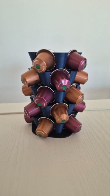 Suport capsule cafea Cactus, turn decorativ albastru