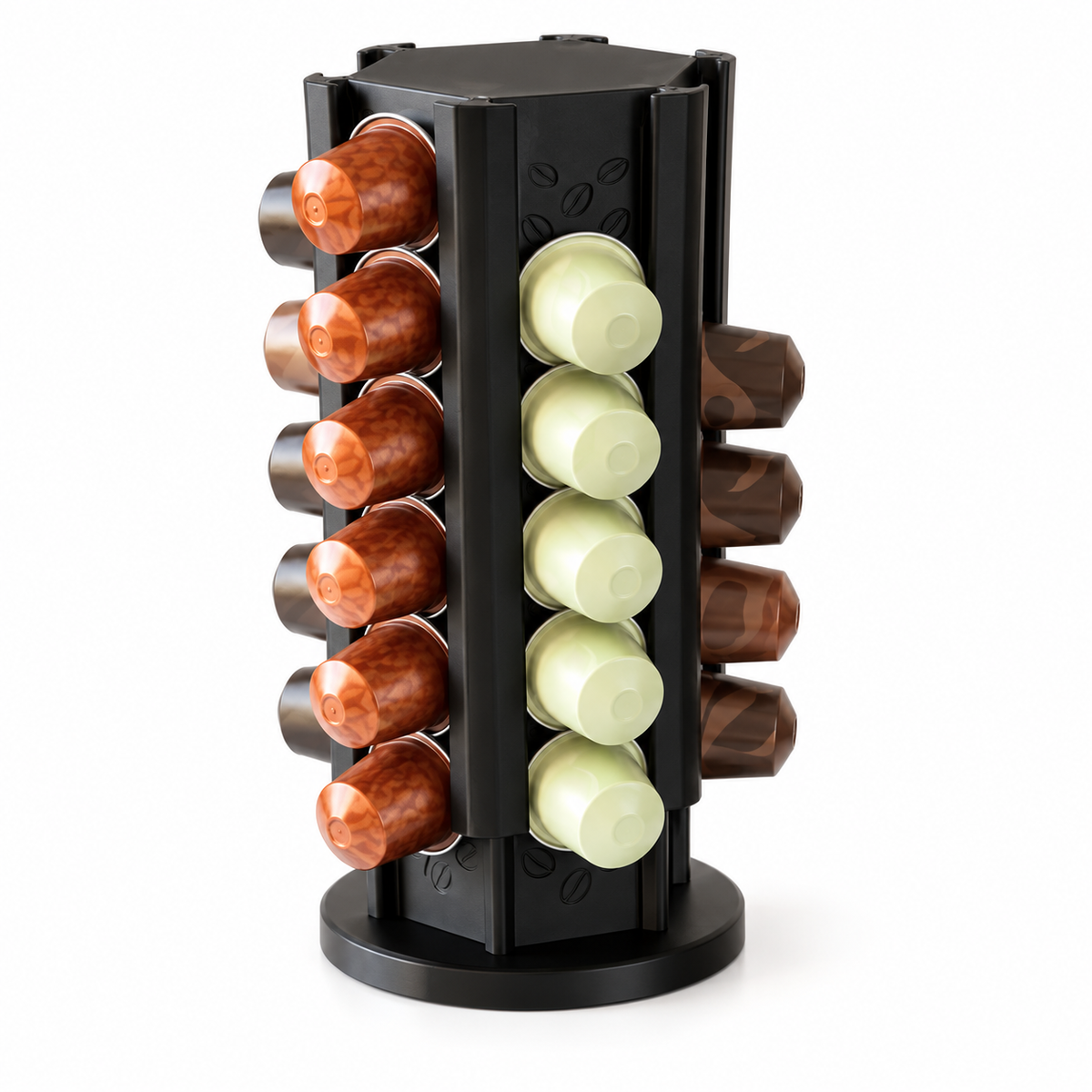 Suport capsule cafea Turn Hexagonal, rotativ, negru