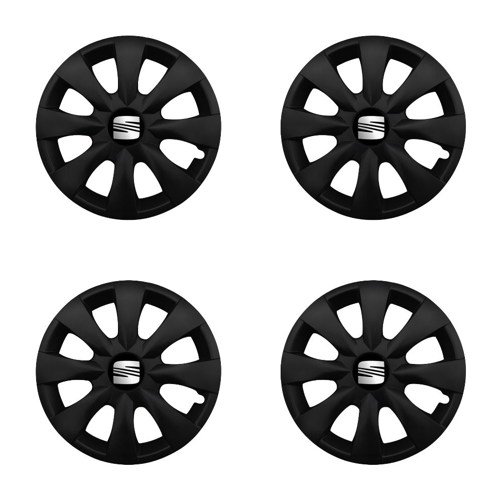Set 4 capace roti potrivite jantelor de 15 inch compatibile SEAT, Model - 316 Black Edition