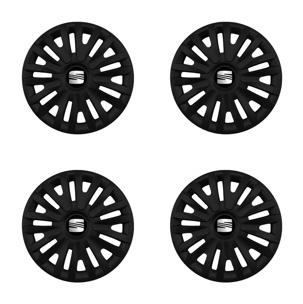 Set 4 capace roti potrivite jantelor de 15 inch compatibile SEAT, Model - 313 Black