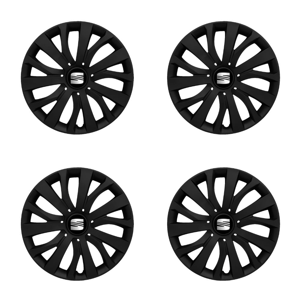 Set 4 capace roti potrivite jantelor de 15 inch compatibile SEAT, Model - 345 Black Edition