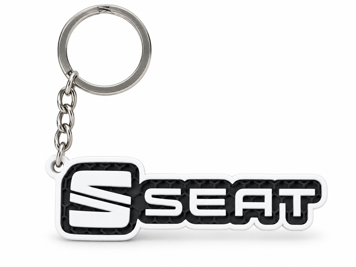 Breloc auto Seat inscripție cu lanț și inel